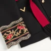 Valentino embroidered jacket with belt in wool gabardine with VGold