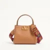 Valentino Garavani Alltime small handbag in grainy calfskin with embroidered ribbon shoulder strap
