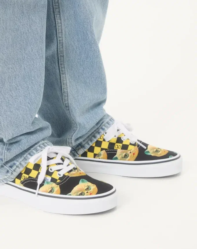 Valentino Garavani And Vans Low-Top Fabric Trainer With VLogo Checkerboard Print And Le Chat De La Maison Print