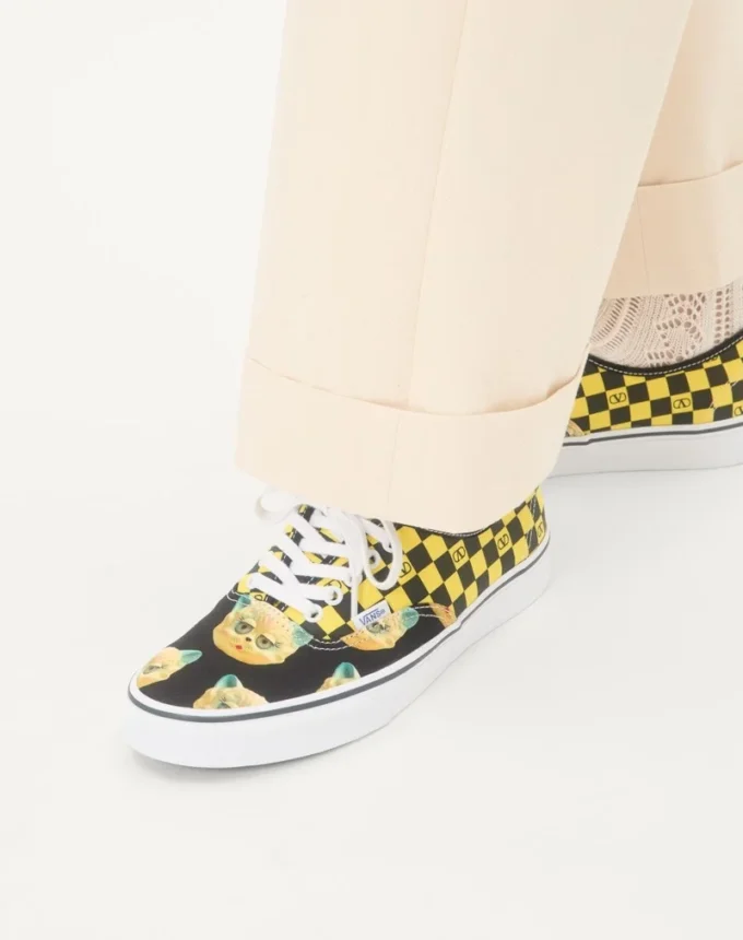 Valentino Garavani And Vans Low-Top Fabric Trainer With VLogo Checkerboard Print And Le Chat De La Maison Print