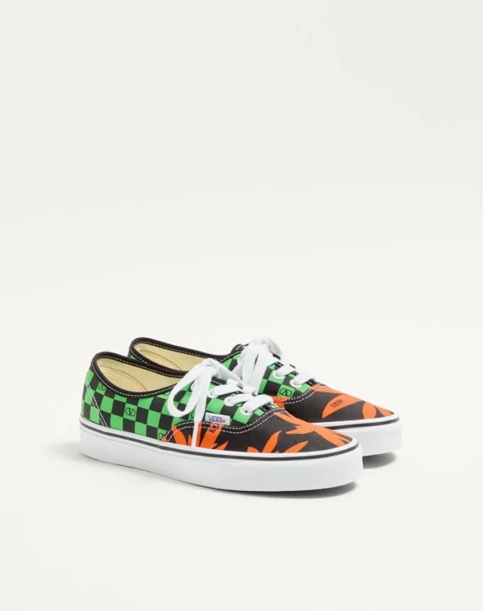 Valentino Garavani And Vans Low-Top Fabric Trainer With VLogo Checkerboard Print And Tropical Leaves Print Valentino Garavani And Vans Low-Top Fabric Trainer With VLogo Checkerboard Print And Tropical Leaves Print