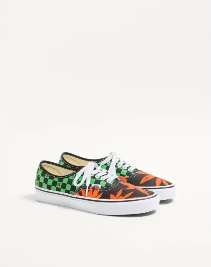 Valentino Garavani And Vans Low-Top Fabric Trainer With VLogo Checkerboard Print And Tropical Leaves Print