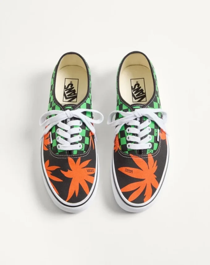 Valentino Garavani And Vans Low-Top Fabric Trainer With VLogo Checkerboard Print And Tropical Leaves Print