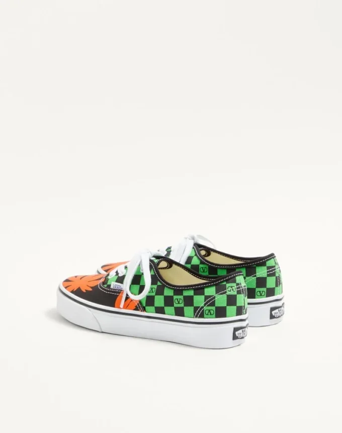 Valentino Garavani And Vans Low-Top Fabric Trainer With VLogo Checkerboard Print And Tropical Leaves Print Valentino Garavani And Vans Low-Top Fabric Trainer With VLogo Checkerboard Print And Tropical Leaves Print