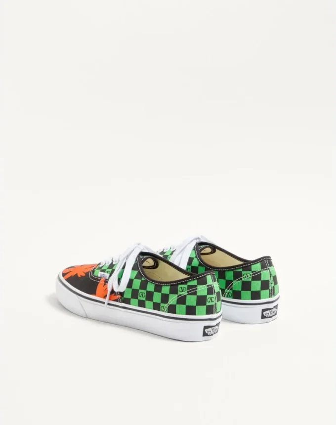 Valentino Garavani And Vans Low-Top Fabric Trainer With VLogo Checkerboard Print And Tropical Leaves Print
