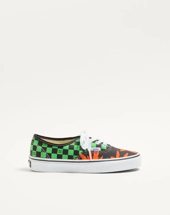 Valentino Garavani And Vans Low-Top Fabric Trainer With VLogo Checkerboard Print And Tropical Leaves Print Valentino Garavani And Vans Low-Top Fabric Trainer With VLogo Checkerboard Print And Tropical Leaves Print