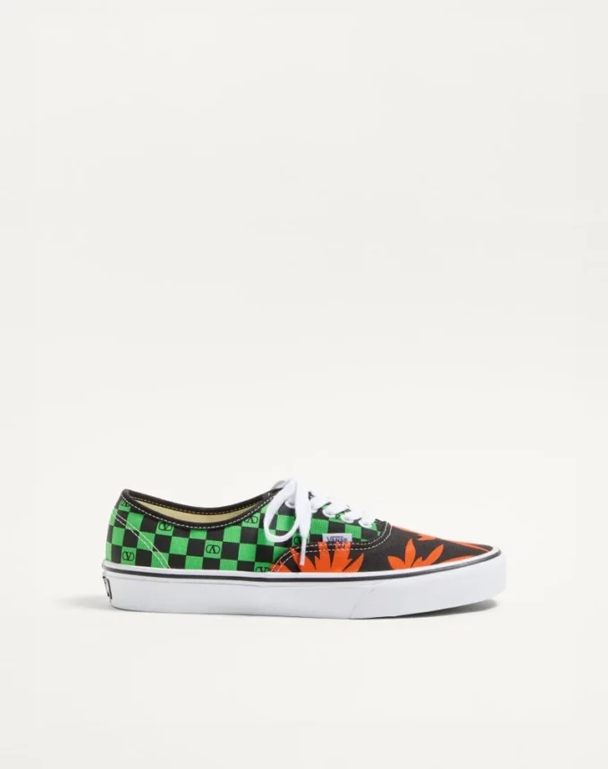 Valentino Garavani And Vans Low-Top Fabric Trainer With VLogo Checkerboard Print And Tropical Leaves Print