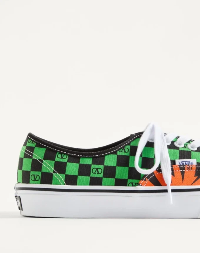 Valentino Garavani And Vans Low-Top Fabric Trainer With VLogo Checkerboard Print And Tropical Leaves Print