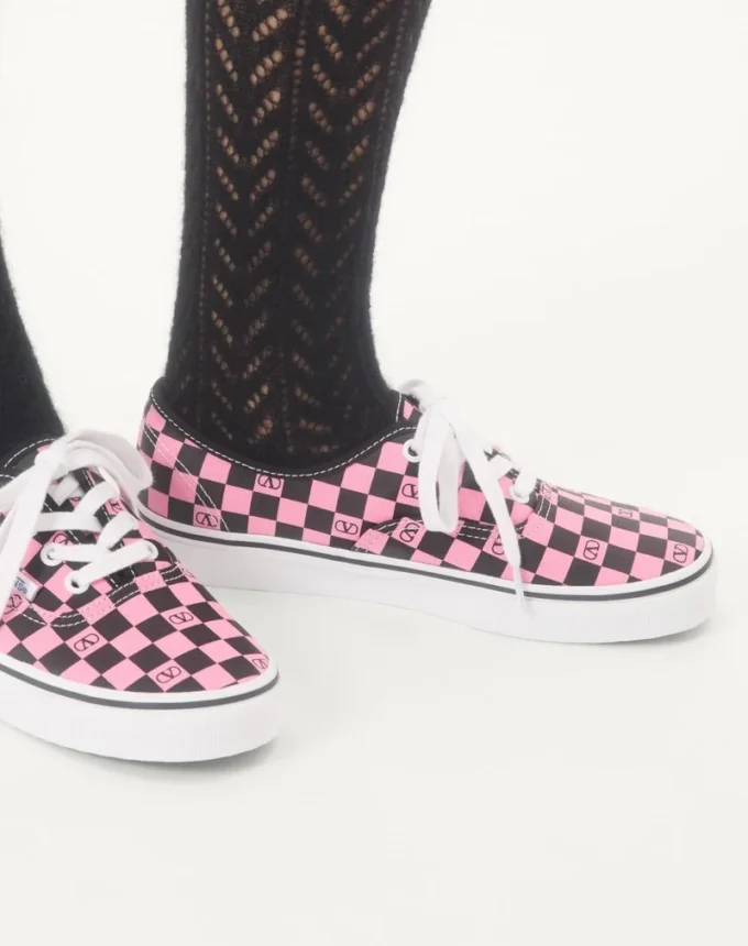 Valentino Garavani And Vans Low-Top Trainer In Fabric With VLogo Checkerboard Print