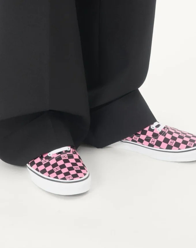 Valentino Garavani And Vans Low-Top Trainer In Fabric With VLogo Checkerboard Print