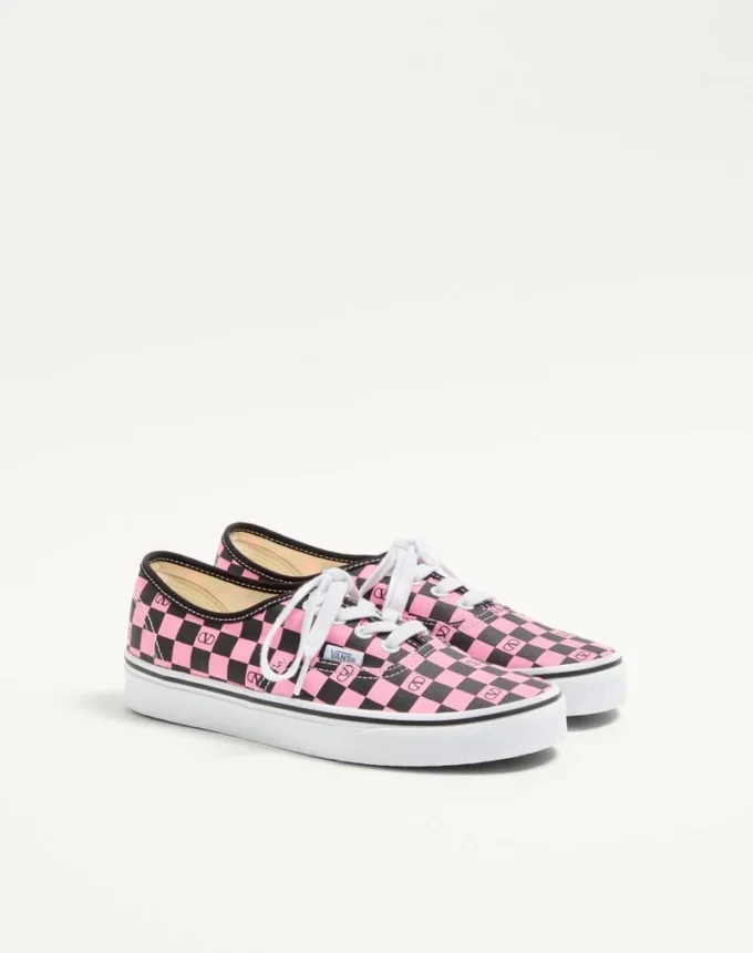 Valentino Garavani And Vans Low-Top Trainer In Fabric With VLogo Checkerboard Print