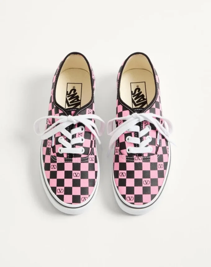 Valentino Garavani And Vans Low-Top Trainer In Fabric With VLogo Checkerboard Print