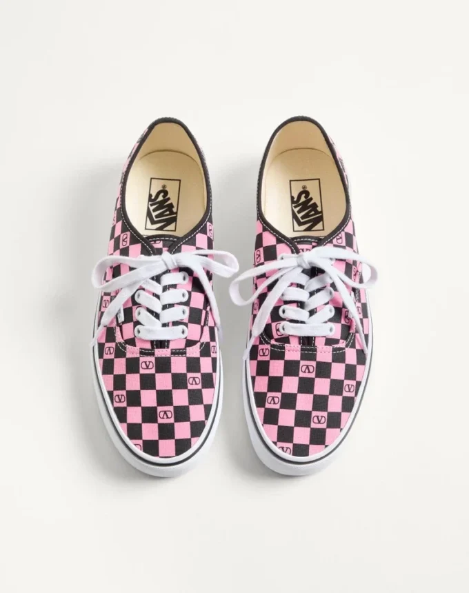 Valentino Garavani And Vans Low-Top Trainer In Fabric With VLogo Checkerboard Print
