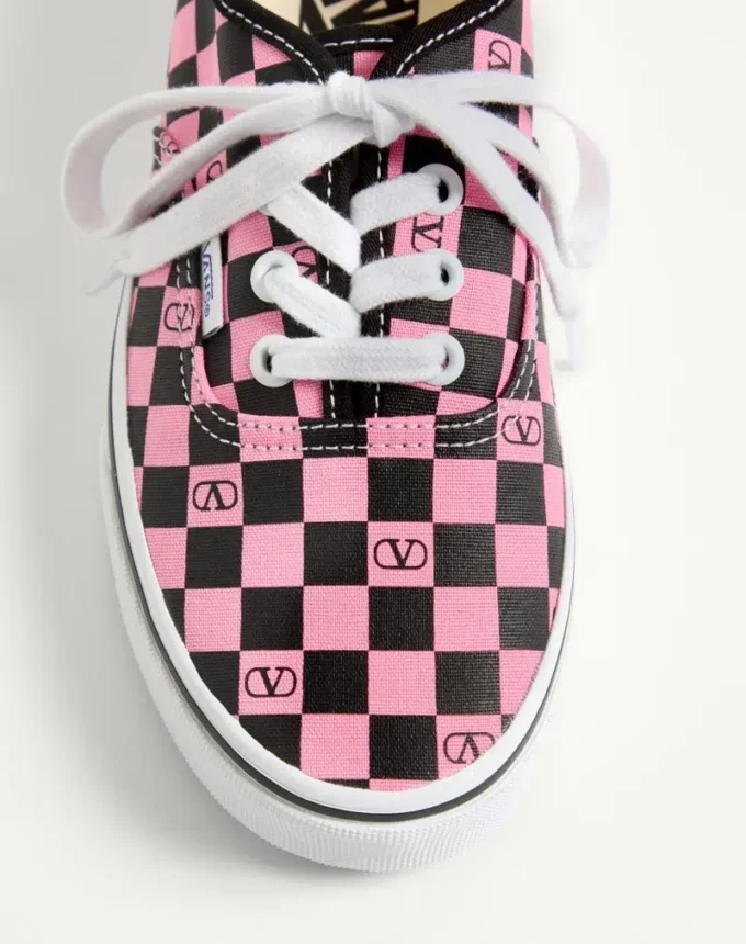 Valentino Garavani And Vans Low-Top Trainer In Fabric With VLogo Checkerboard Print