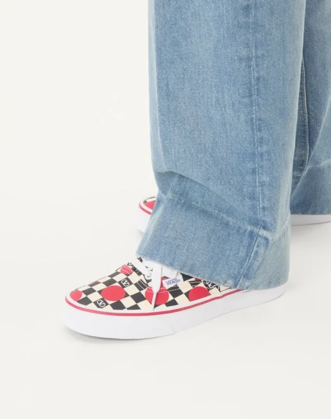 Valentino Garavani And Vans Low-Top Trainer In Fabric With VLogo Checkerboard Print And Polka Dot Detail