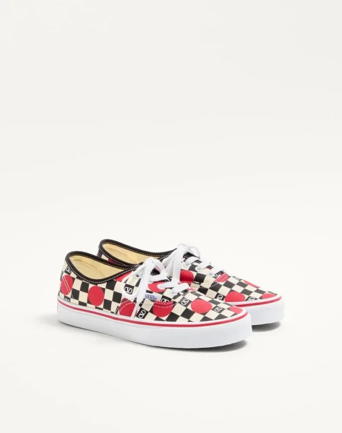 Valentino Garavani And Vans Low-Top Trainer In Fabric With VLogo Checkerboard Print And Polka Dot Detail