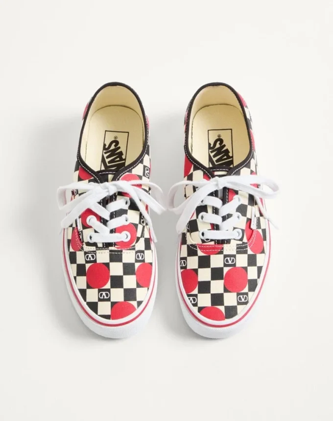 Valentino Garavani And Vans Low-Top Trainer In Fabric With VLogo Checkerboard Print And Polka Dot Detail