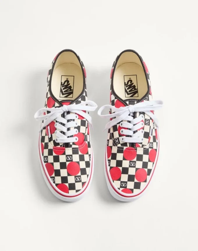 Valentino Garavani And Vans Low-Top Trainer In Fabric With VLogo Checkerboard Print And Polka Dot Detail