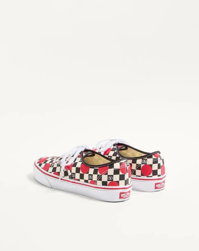 Valentino Garavani And Vans Low-Top Trainer In Fabric With VLogo Checkerboard Print And Polka Dot Detail