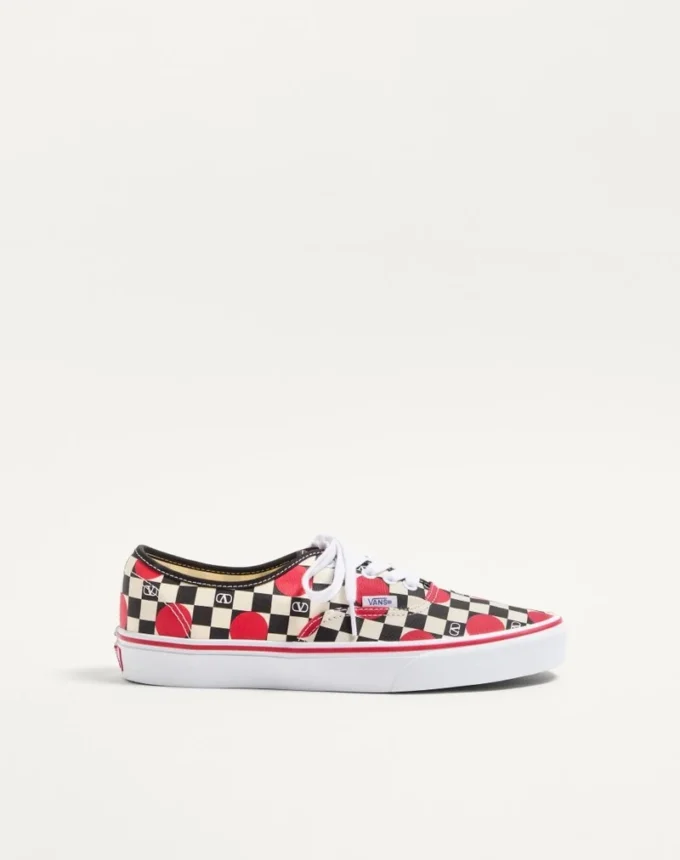 Valentino Garavani And Vans Low-Top Trainer In Fabric With VLogo Checkerboard Print And Polka Dot Detail