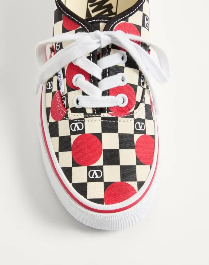 Valentino Garavani And Vans Low-Top Trainer In Fabric With VLogo Checkerboard Print And Polka Dot Detail