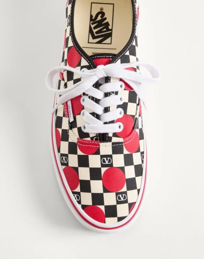 Valentino Garavani And Vans Low-Top Trainer In Fabric With VLogo Checkerboard Print And Polka Dot Detail