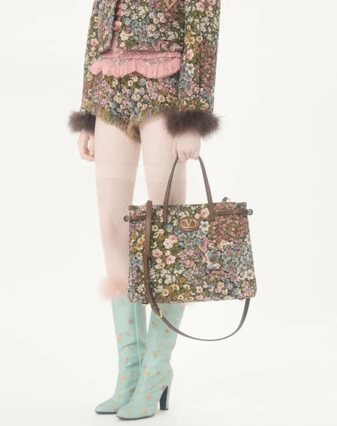 Valentino Garavani Antibes medium shopping bag in Apres L’Hiver jacquard fabric