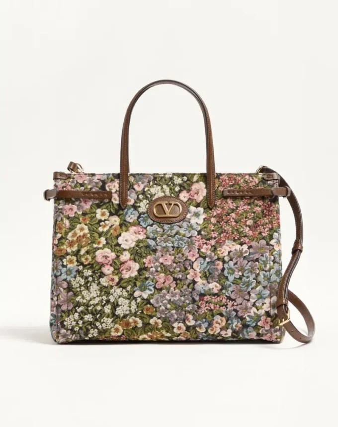 Valentino Garavani Antibes medium shopping bag in Apres L’Hiver jacquard fabric