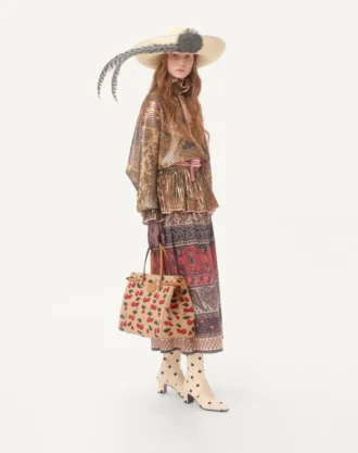 Valentino Garavani Antibes Medium Shopping Bag In Jacquard Raffia With Cherryfic Motif