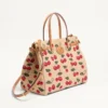 Valentino Garavani Antibes Medium Shopping Bag In Jacquard Raffia With Cherryfic Motif