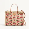 Valentino Garavani Antibes Medium Shopping Bag In Jacquard Raffia With Cherryfic Motif