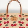 Valentino Garavani Antibes Medium Shopping Bag In Jacquard Raffia With Cherryfic Motif