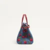 Valentino Garavani Antibes Small Shopping Bag In Denim With Cherryfic Embroidery