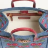 Valentino Garavani Antibes Small Shopping Bag In Denim With Cherryfic Embroidery