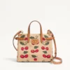 Valentino Garavani Antibes Small Shopping Bag In Jacquard Raffia With Cherryfic Pattern