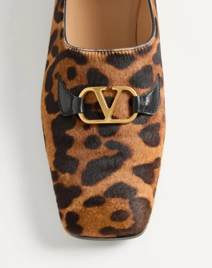 Valentino Garavani Babouche Haircalf Loafers With Fauve Eclat Print