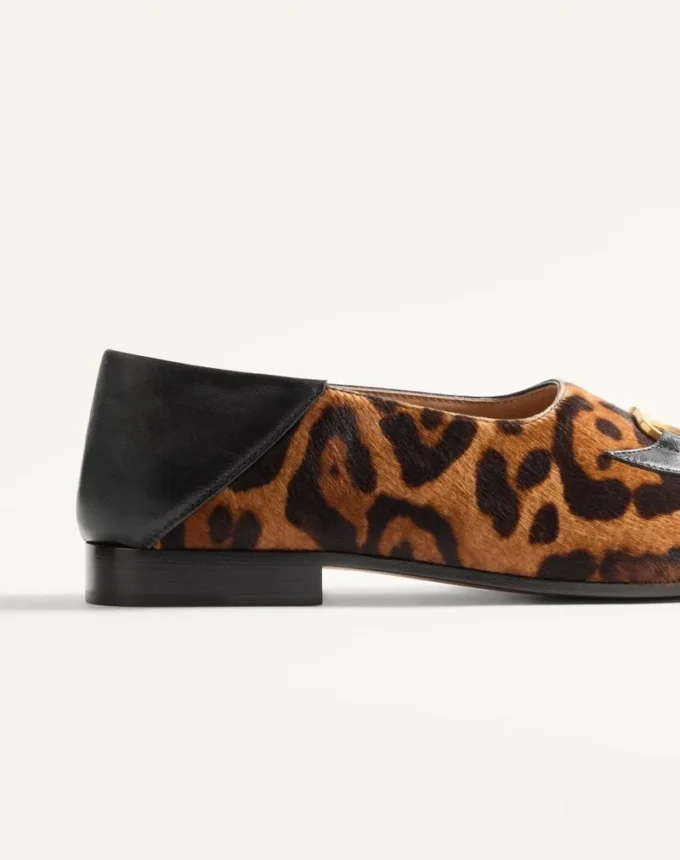 Valentino Garavani Babouche Haircalf Loafers With Fauve Eclat Print
