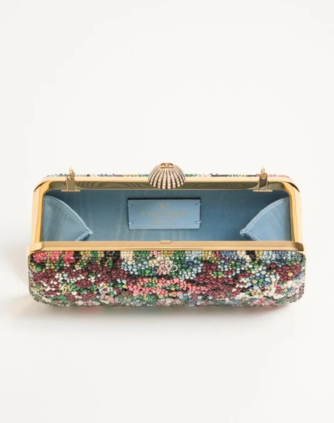 Valentino Garavani Carry Secrets minaudiere with Apres L’Hiver rhinestone motif
