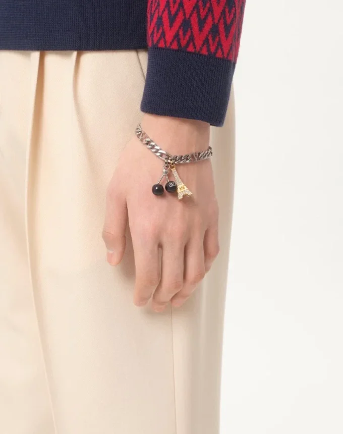 Valentino Garavani Chez Valentino Bracelet In Metal, Enamel, And Swarovski® Rhinestones Valentino Garavani Chez Valentino Bracelet In Metal, Enamel, And Swarovski® Rhinestones