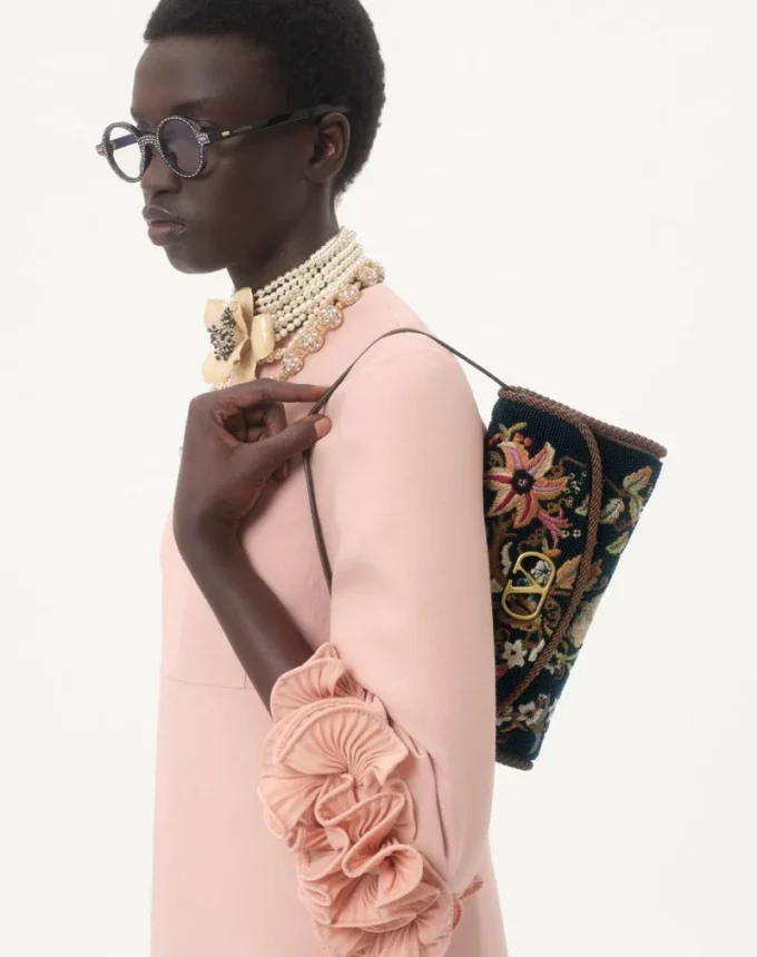 Valentino Garavani DeVain Embroidered Small Shoulder Bag