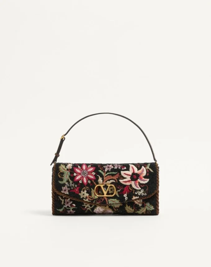Valentino Garavani DeVain Embroidered Small Shoulder Bag