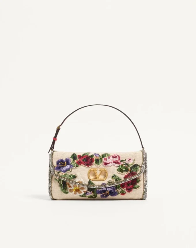 Valentino Garavani DeVain Embroidered Small Shoulder Bag