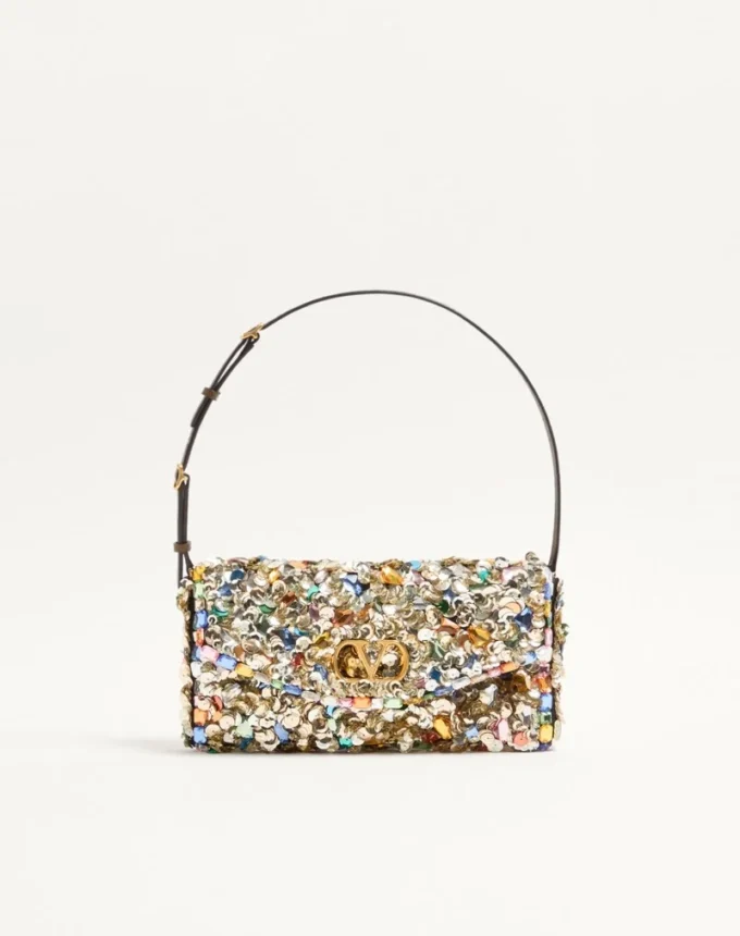 Valentino Garavani DeVain Embroidered Small Shoulder Bag