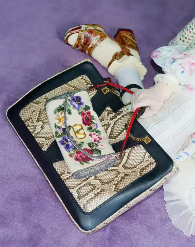 Valentino Garavani DeVain Embroidered Small Shoulder Bag