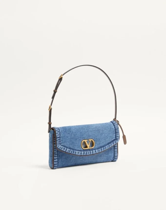 Valentino Garavani DeVain Small Denim Shoulder Bag Valentino Garavani DeVain Small Denim Shoulder Bag