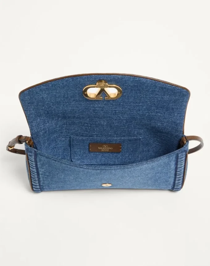 Valentino Garavani DeVain Small Denim Shoulder Bag Valentino Garavani DeVain Small Denim Shoulder Bag