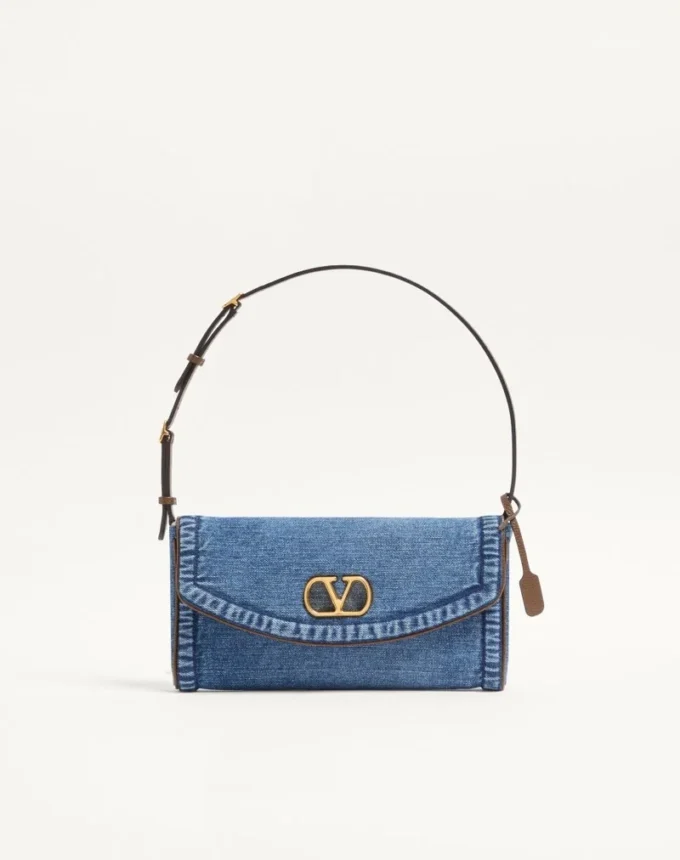 Valentino Garavani DeVain Small Denim Shoulder Bag Valentino Garavani DeVain Small Denim Shoulder Bag