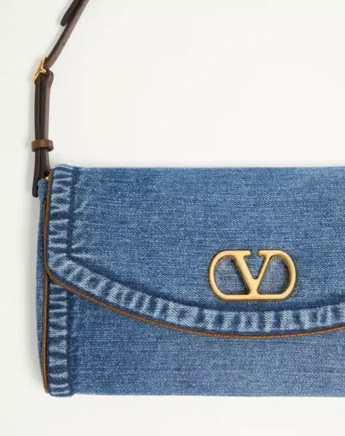 Valentino Garavani DeVain Small Denim Shoulder Bag Valentino Garavani DeVain Small Denim Shoulder Bag