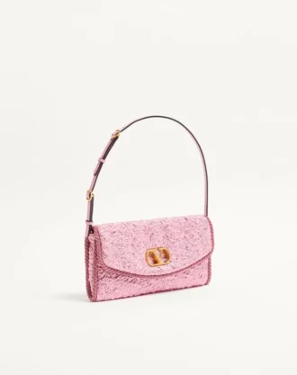 Valentino Garavani DeVain Small Shoulder Bag In Cloqué Jacquard Fabric.