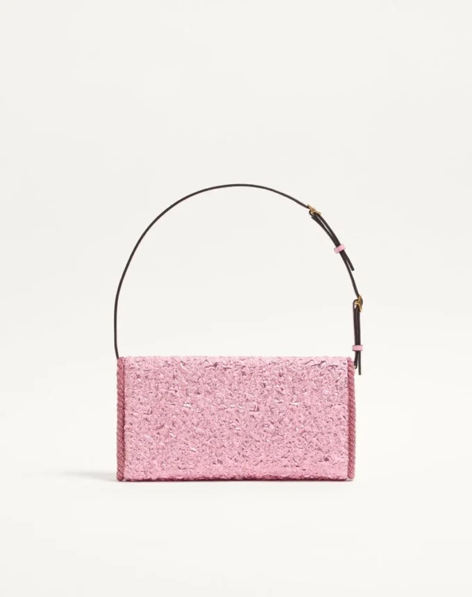 Valentino Garavani DeVain Small Shoulder Bag In Cloqué Jacquard Fabric. Valentino Garavani DeVain Small Shoulder Bag In Cloqué Jacquard Fabric.